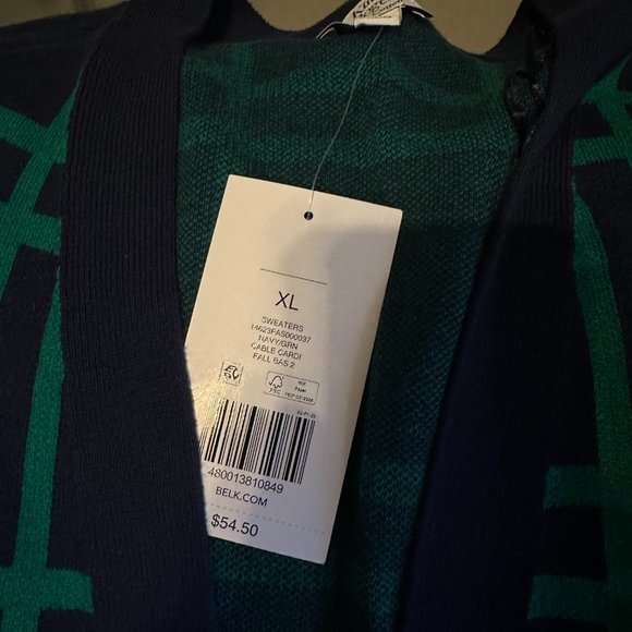 Kim Rogers  red & green festive  Cotton Cardigan Size XL - Picture 2 of 2